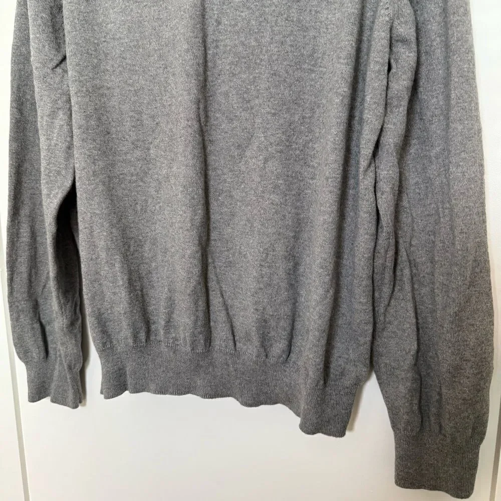 J Crew Sweater Mens Sz XL Gray Knit V Neck Cotton Cashmere Office Casual Preppy